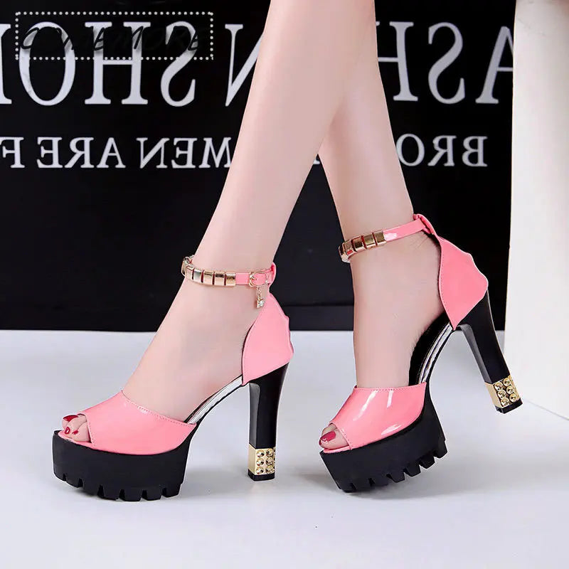 Peep Toe Platform High Heels Pumps Elegant Luxury Woman Shoes