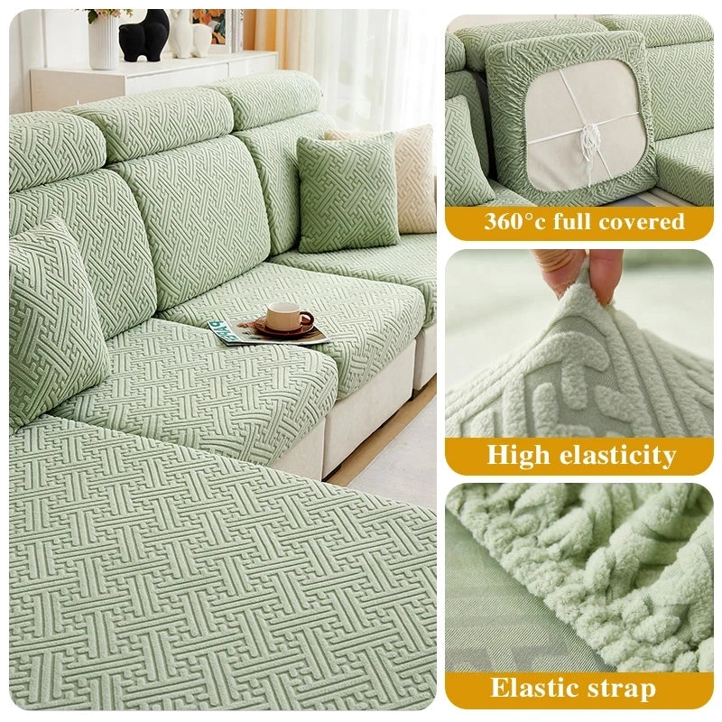 Sofa Seat Cushion Jacquard Cover Stretch Sofa Covers for Living Room Anti-cat Scratch Fit for Chair L-shape Sectional Sofa