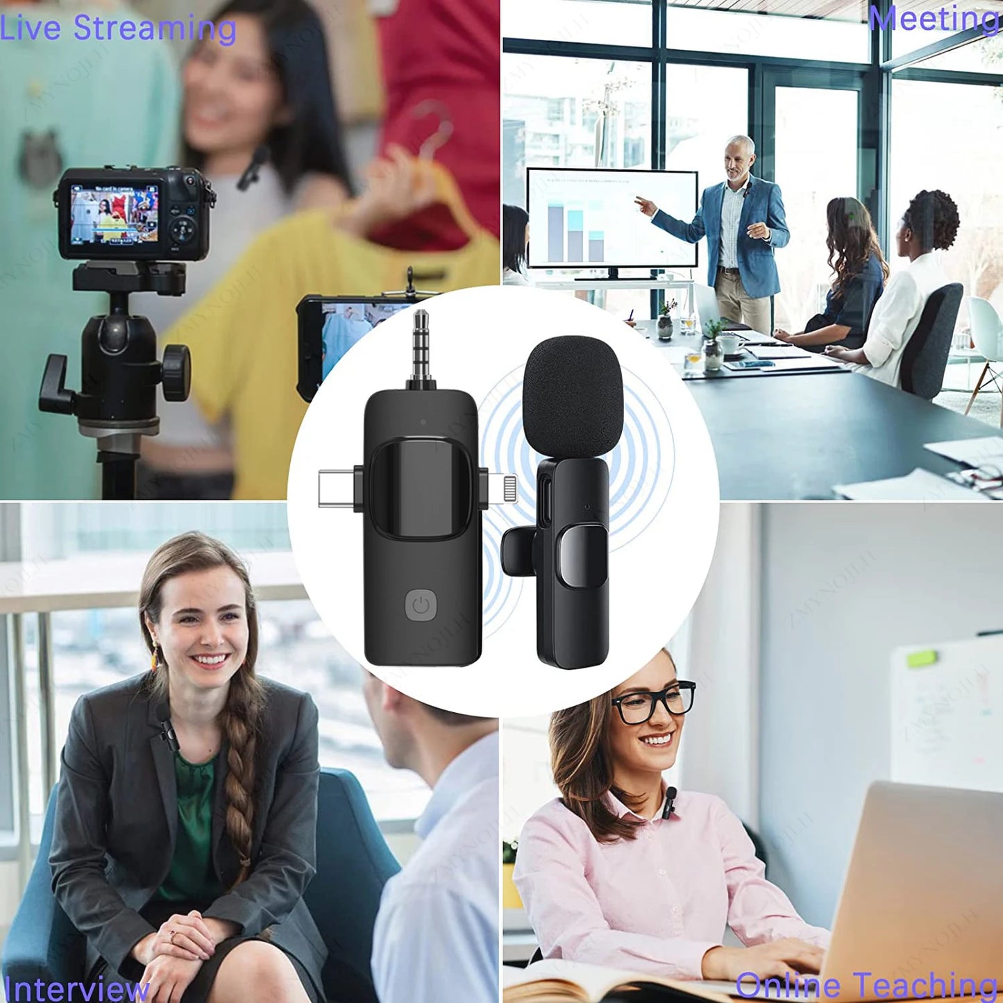 4 In 1 Wireless Lavalier Microphone 3.5mm Intelligent Noise-Reducing Mic For Iphone Android SLR Camera Loudspeaker Speake radio