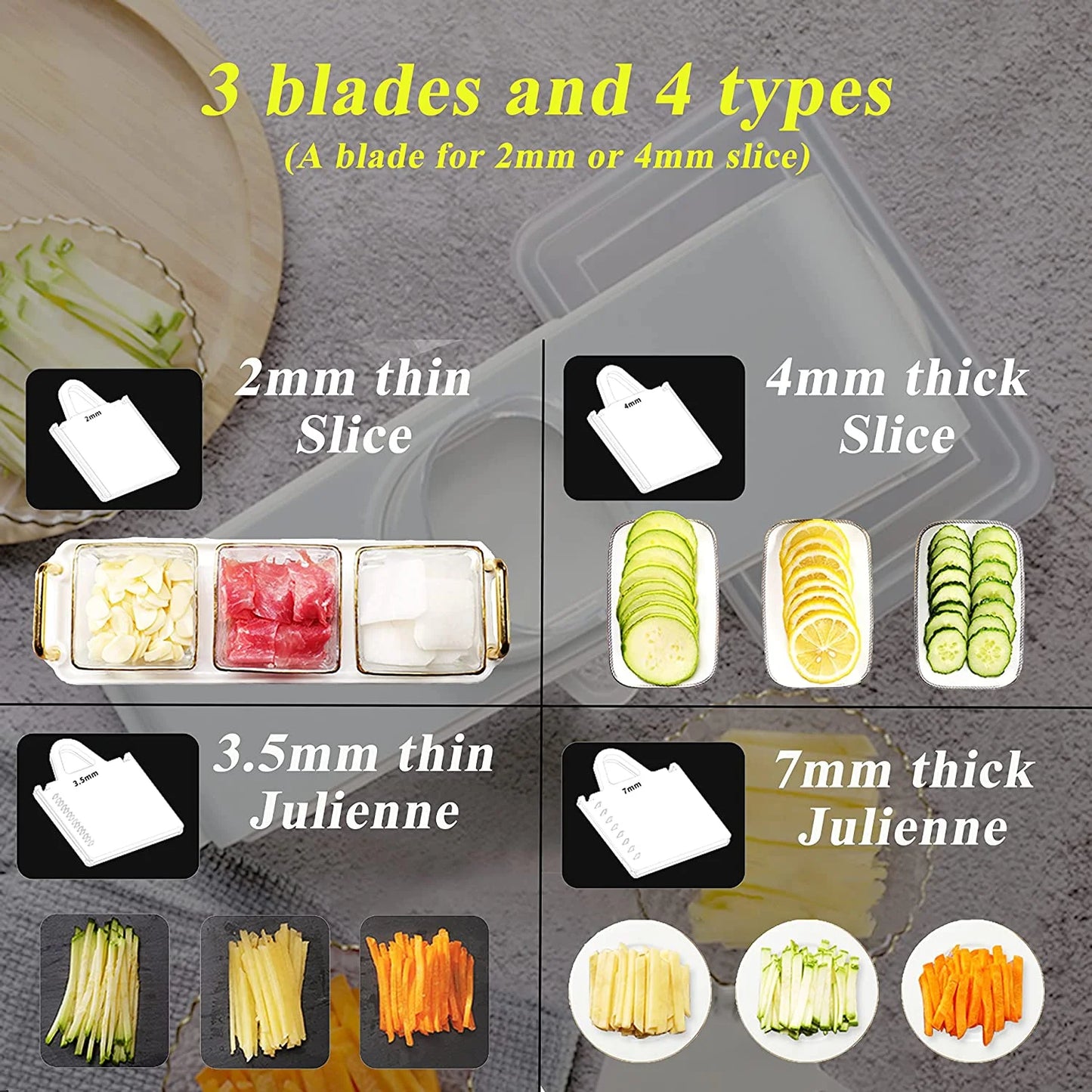 Slicer Safe Mandoline Vegetable Cutter Veggie Dicer Slicer for Julienne French Fry and Potato Get Storage Box with Lid