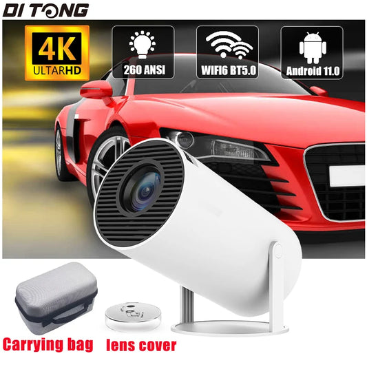 DITONG HY300 Pro Outdoor Portable Projector Android11 4K 1280*720P Dual  Wifi 260ANSI Video Cinema