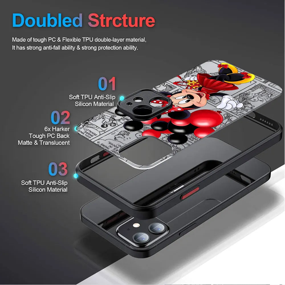 Disney Mickey Minnie Love Phone Case, Apple iPhone 15 Pro Max 13 14 Plus 12 Mini 11 Pro XR 8 SE 7 6S XS MAX Matte Cover