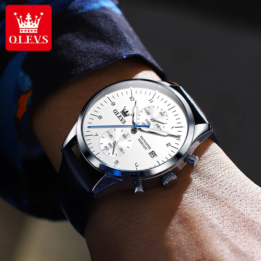 OLEVS Original Men's Watches Top Brand Chronograph Quartz Watch for Men Waterproof Luminous Date Male Wristwatch Casual Luxury