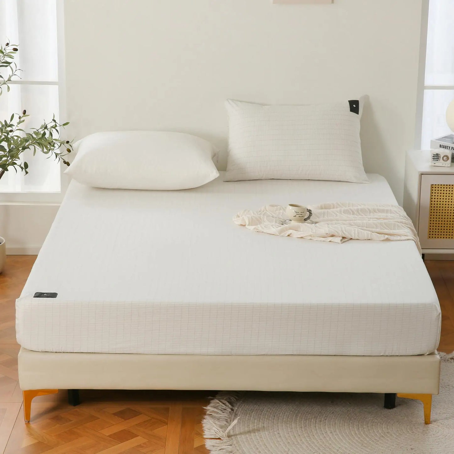 Sleep Better Organic Cotton Silver Earthing Grounding King Size Fitted Bed Sheet include a Local Plug