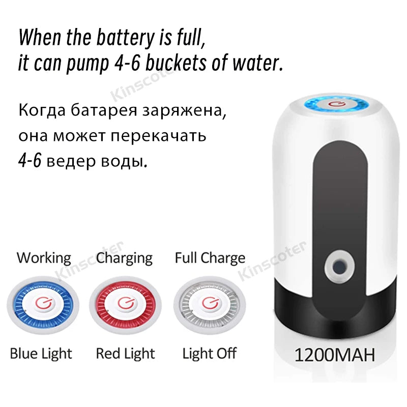 Electric Portable Water Dispenser Mini Automatic Liquid Bottle Pump for 5 Gallon Bottle Usb Charge