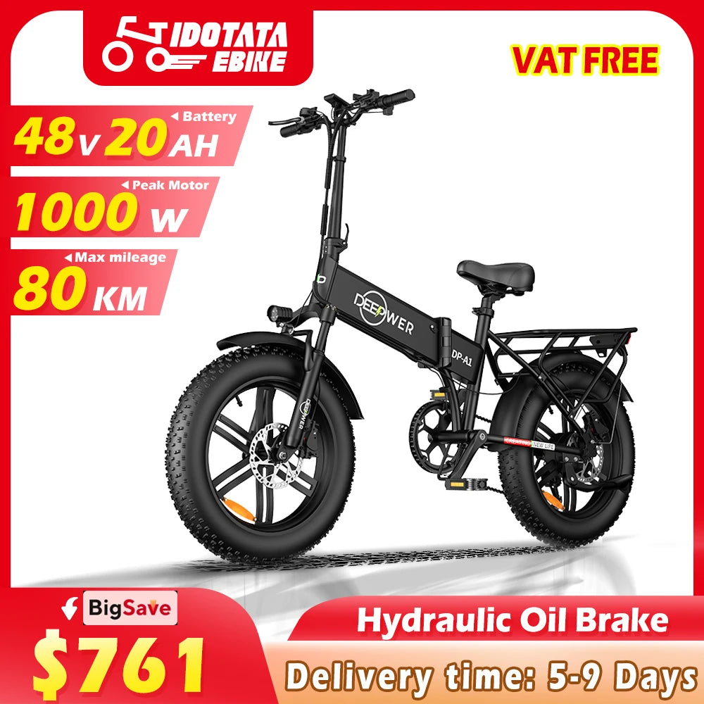 IDOTATA Electric Mountain Ebike 20Inch Fat Tire