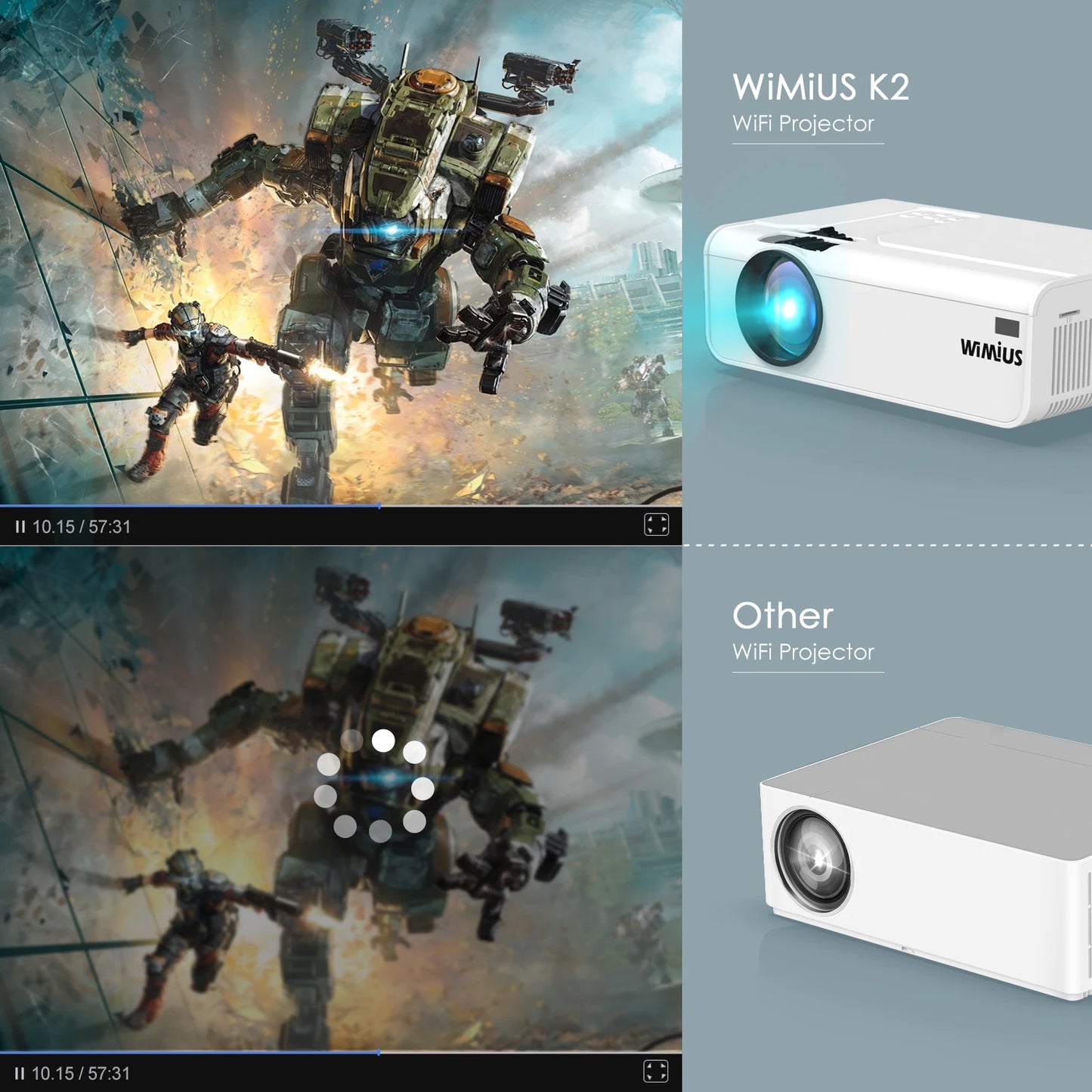 Mini  Home Projector Phone WiFi Projectors K2 Native 1080P/4K Support 300 Screen 5500 LUNENS