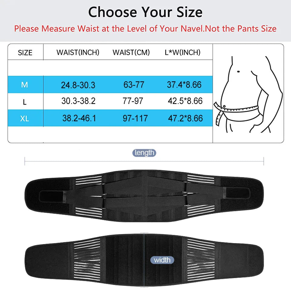 Lower Back Brace with 6 Stays Anti-skid Orthopedic lumbar Support Breathable Waist Support Belt for Gym Pain Relief