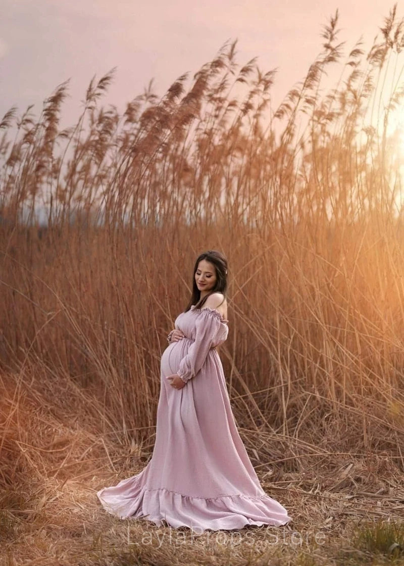 Pregnancy Dress Linen Cotton Retro Loose Fitting Maternity Dress Boho Style Dress Photo Shoot