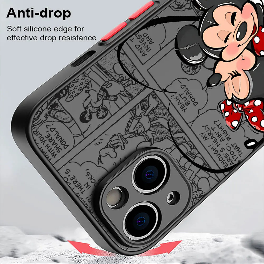 Disney Mickey Minnie Love Phone Case, Apple iPhone 15 Pro Max 13 14 Plus 12 Mini 11 Pro XR 8 SE 7 6S XS MAX Matte Cover