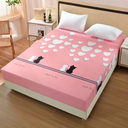 Kuup-Polyester Cartoon Bear Bedding Fitted Sheet Only(no pillowcase) Elastic Band Around Mattress Cover King Size Bed Cover