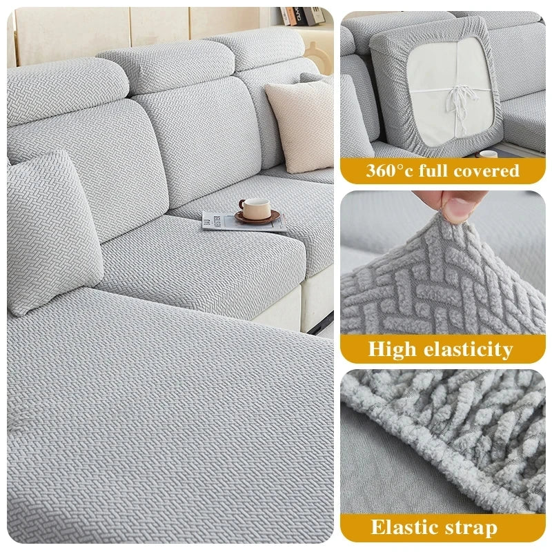 Sofa Seat Cushion Jacquard Cover Stretch Sofa Covers for Living Room Anti-cat Scratch Fit for Chair L-shape Sectional Sofa