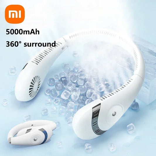 Xiaomi Portable Hanging Neck Fan 5000mAh Foldable Summer Air Cooling USB Rechargeable Bladeless Mute Neckband Fans for Sport