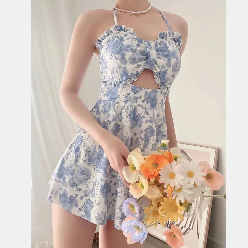 Women Swimwear Dress One Piece Swimsuit Solid Bathing Suit sexy Korea Monokini Beachwear