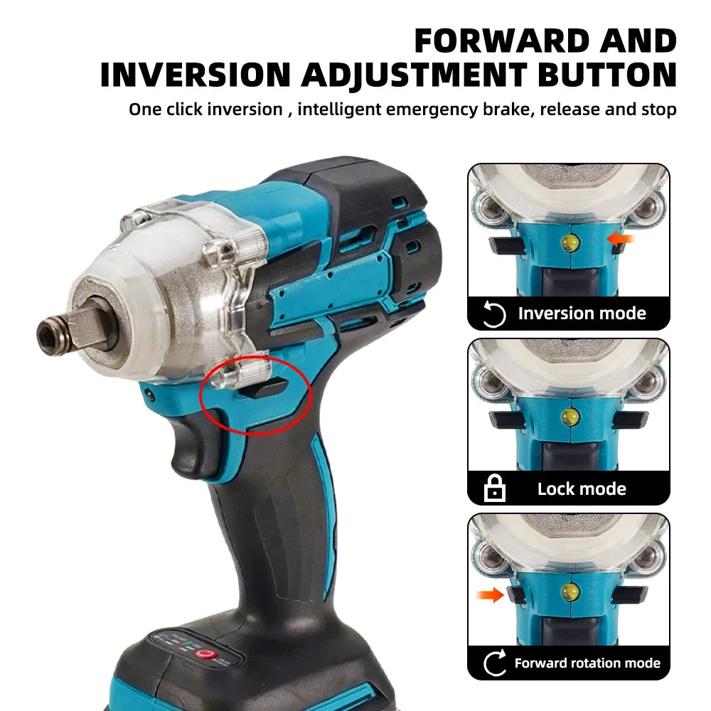 Makita 388V Battery 520N.m Cordless Electric Impact Wrench Brushless Electric, Hand Drill Socket Power Tool