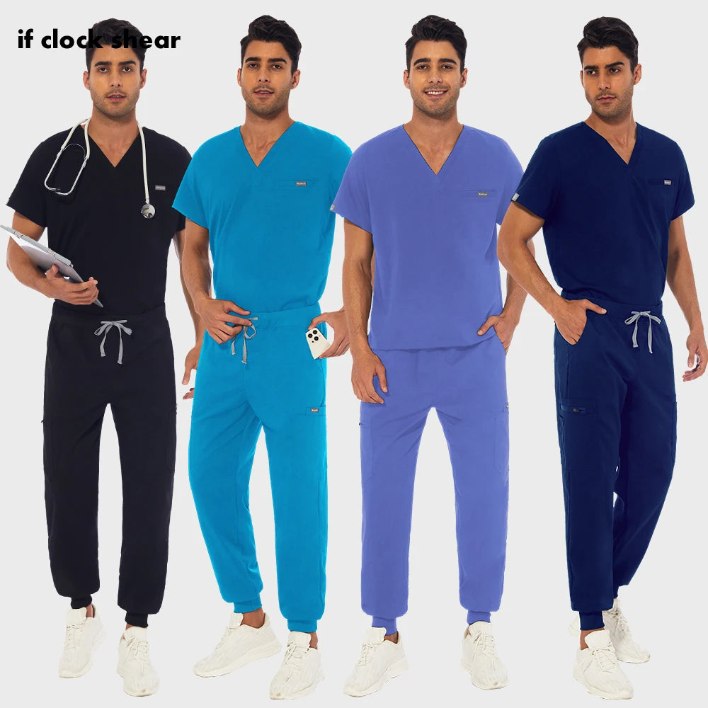 Unisex Scrub Suits Doctor Set Men Tops+Jogger Pants Surgical Workwear Dental Clinic Work Clothes Hospital Doctor Nursing Uniform