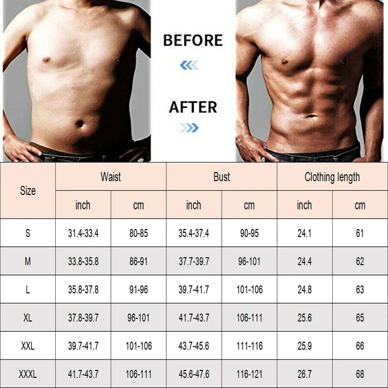 Men Neoprene Sauna Zipper Waist Trainer Corset Vest Belly Trimmer Compression Body Shaper Shirts Slimming Belt Faja Shapewear