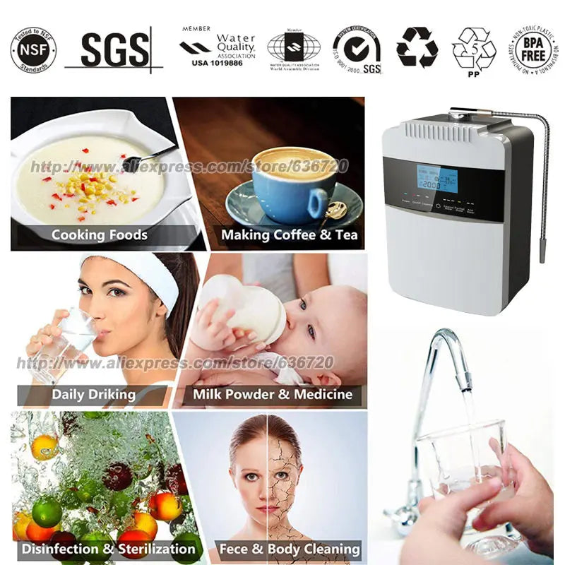 Alkaline Water Machine,Water ionizer, Produces  PH2.5-11.2 Alkaline Acid Water Instant Heating Filter,Hydrogen Antioxidant Water