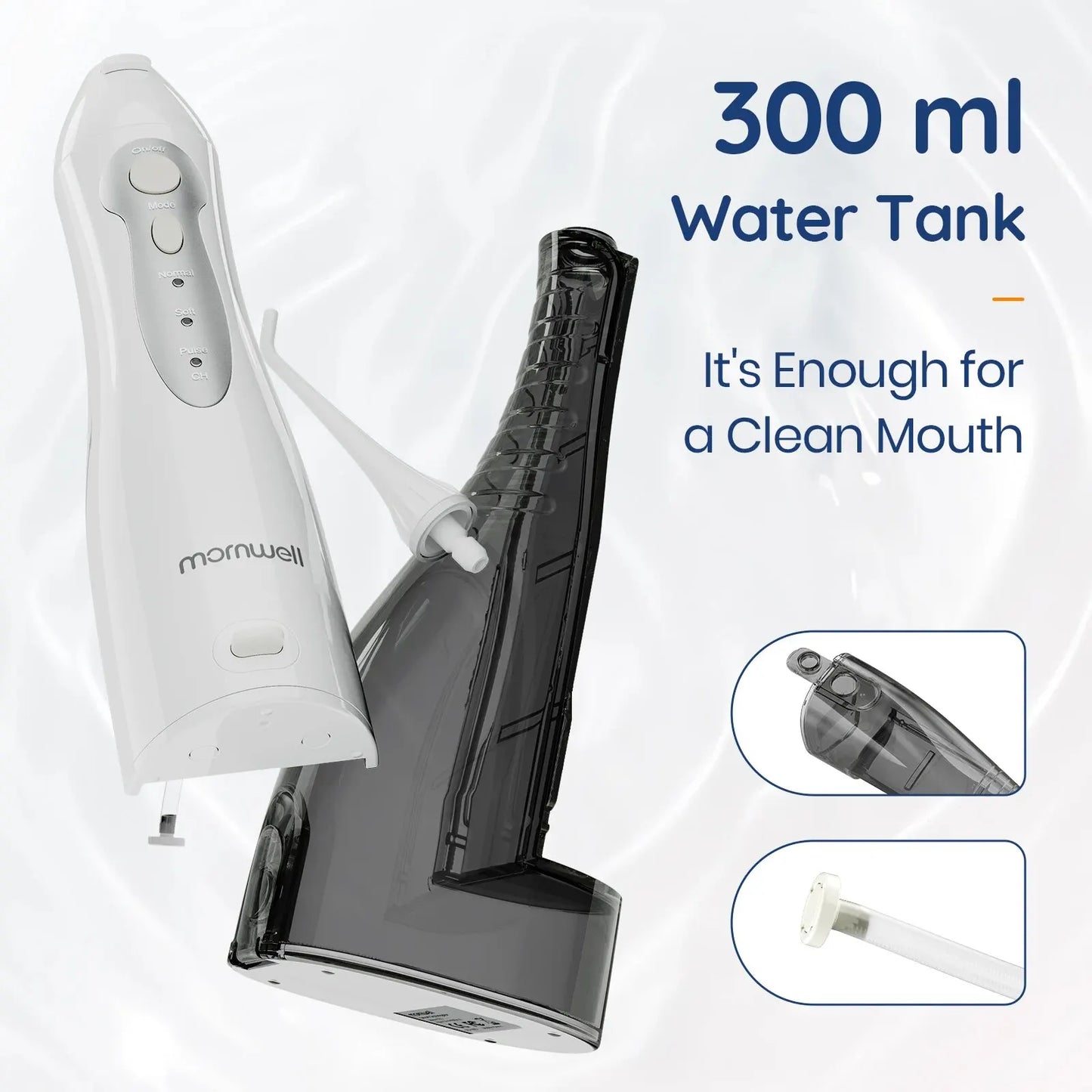 Mornwell D52 Oral Irrigator USB Rechargeable Water Flosser Portable Dental Water Jet 300ML Water Tank Waterproof Teeth Cleaner