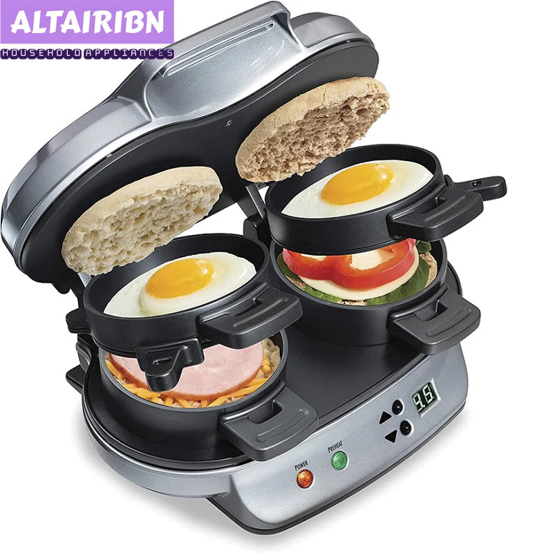 Beach Dual Breakfast Sandwich Maker Multifunctional Household DIY Electric Bakeware Hamburger With Double Plates 1200W