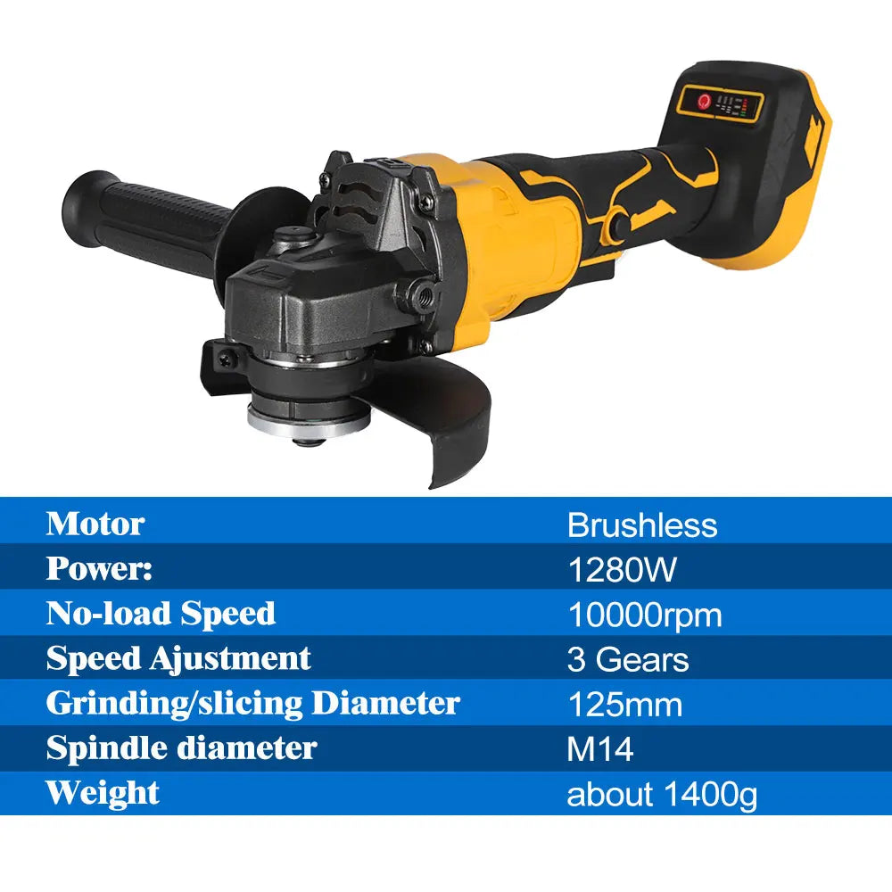 Makita 18v Battery Grinder Cutting Machine Woodworking Power Tool, 125MM M14 Brushless Electric Angle Grinder Variable Speed