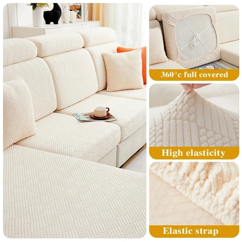 Sofa Seat Cushion Jacquard Cover Stretch Sofa Covers for Living Room Anti-cat Scratch Fit for Chair L-shape Sectional Sofa