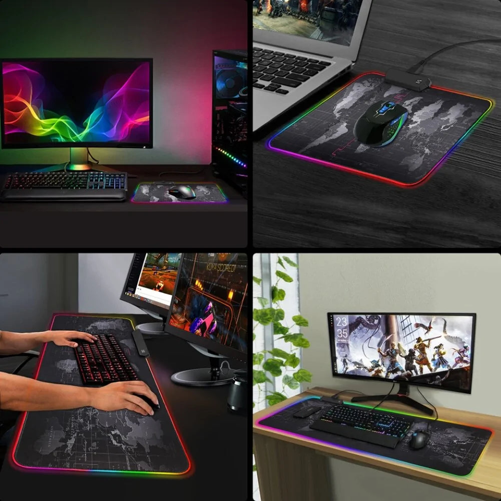 Luminous RGB LED Lights Desktop Gaming Mouse Pad